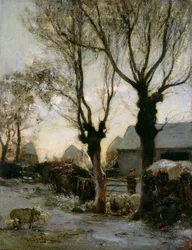 Cour de ferme en hiver